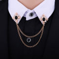 Men Women Suit Shirt Collar Tassel Chain Lapel Pin Brooch Crystal Chain Pins Wedding Dress Party Dance Neckware Accessories. 