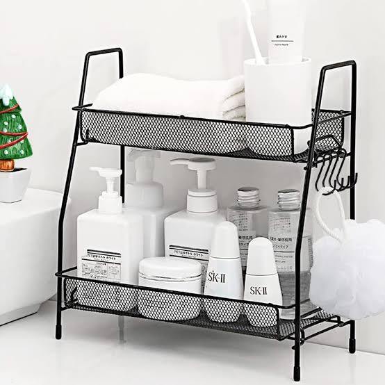 2 TIER SPICE RACK ORGANIZER BATHROOM SHELF DESKTOP MAKEUP ORGANIZER ...
