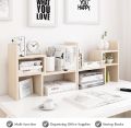 Jerry & Maggie - Desktop Organizer Office Storage Rack Adjustable Wood Display Shelf  Birthday Gifts - Toy - Home Decor  - Free Style Rotation Display - True Natural Stand Shelf White Wood Tone. 