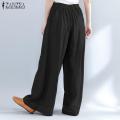 ZANZEA S-5XL Women High Waist Casual Wide Legs Oversize Harem Pants Trousers Plus Size. 