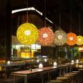 NAMUNY 2X White Bamboo, Rattan and Hemp Ball Chandelier Individual Creativity Spherical Rattan Nest Lampshade. 