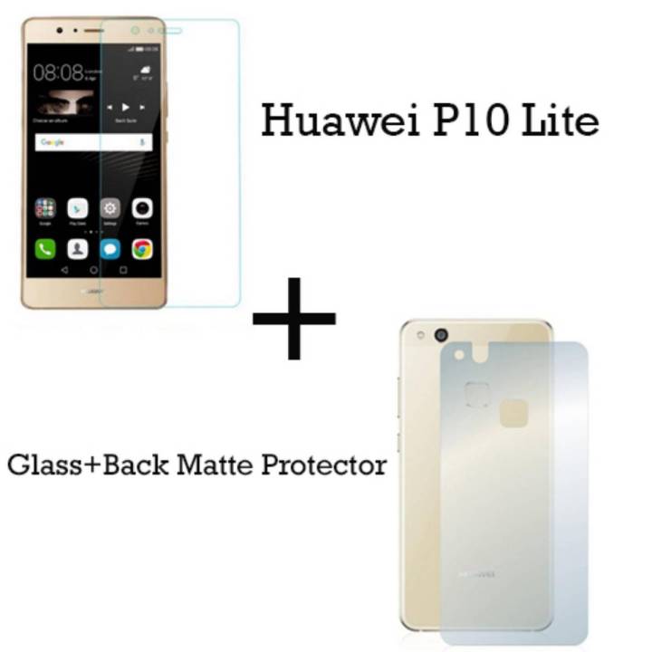 Huawei P10 Lite Polish 2.5D Tempered Glass Screen Protector + Huawei P10 Lite Back Protector Matte For Huawei P10 Lite