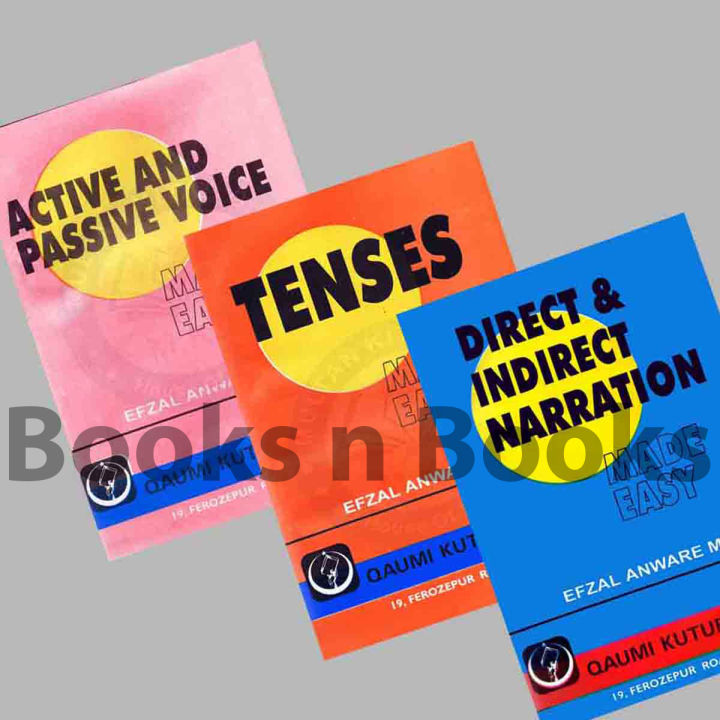 Pack of 3 Books | Tenses | Active and Passive Voice | Direct & Indirect Narration Made Easy By Efzal Anware Mufti,Tenses Made Easy,Tenses Made Easy Book,Tenses Books,English Tenses Book,Tenses,English Tenses,Afzal Anwar Mufti,Afzal Anwar Mufti Books 123