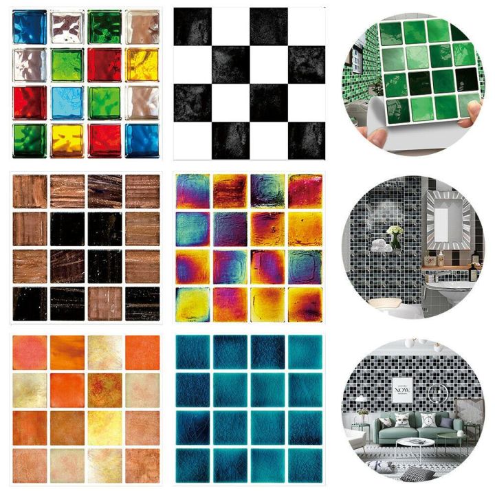 10Pcs Floor Kitchen Removable Self-adhesive Waterproof Tile Stickers Wall Stickers DIY Home Decor Wallpaper