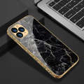 I_Phone 11 Pro Max Cover - Black Marble Series - Premium Electroplated Shutterproof Case Soft Silicon Borders Case. 