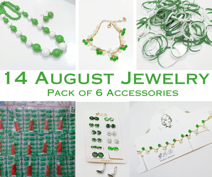 14 August Jewelry- Independence Day Jewelry-Pack of 6- High Quality Jewelry
