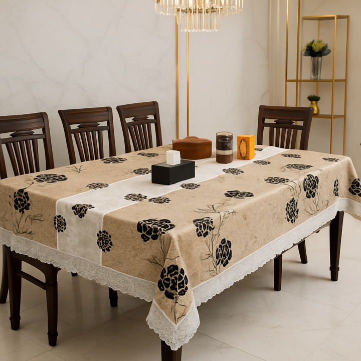 PVC Transparent Dining Table Cover 6 & 8 Seater Plastic Table