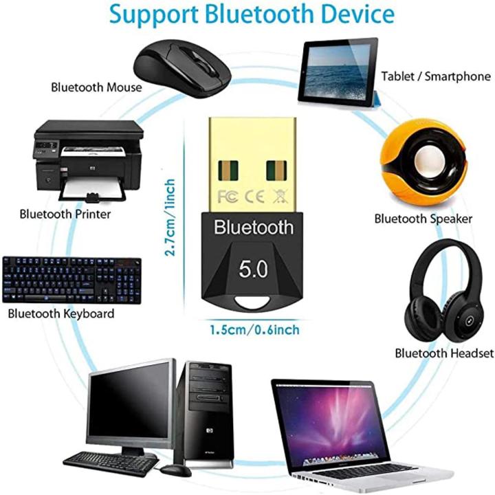 USB Bluetooth Adapter 5.0, Bluetooth Dongle Bluetooth USB Receiver Transmitter for Desktop Laptop PC, Supports Windows 7/8/8.1/10, Wireless Transfer for Mouse and Keyboard/Headset /Printer, Black