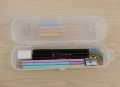 Transparent Plastic Stationery Case – Durable Storage Box for Kids, Students & Professionals. 