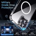 For Magsafe Transparent Wireless Charger Case For iPhone 15 Pro Max Magnetic Case Clear Cover. 