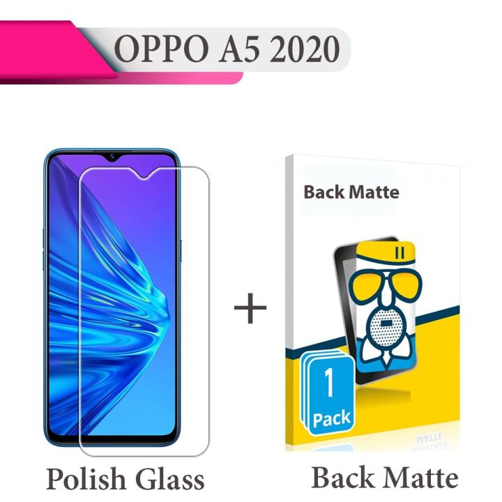 OPPO A5 2020 Tempered Glass Screen Protector Polish Glass + Back Matte Protector Soft Film Protection For Oppo A5 2020