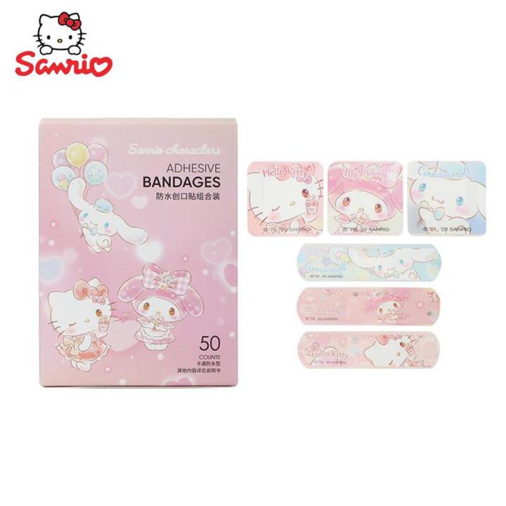 Hello Kitty Kit Band Aid My Melody Anime 50Pcs Sanrio Waterproof Adhesive Bandages Wound Plaster First Aid Emergency Stickers