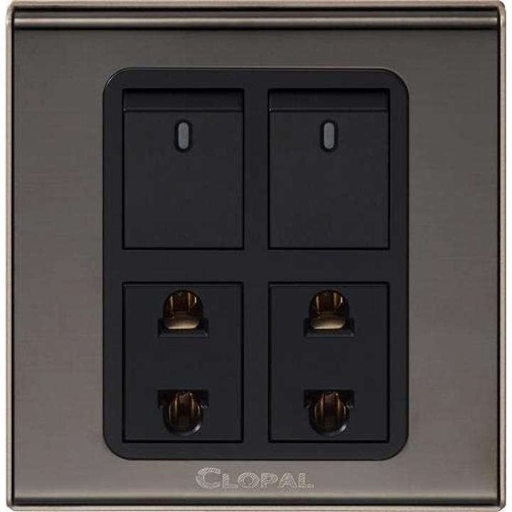 NC -  Clopal Black 2 + 2 Swtich/Socket 10 amp