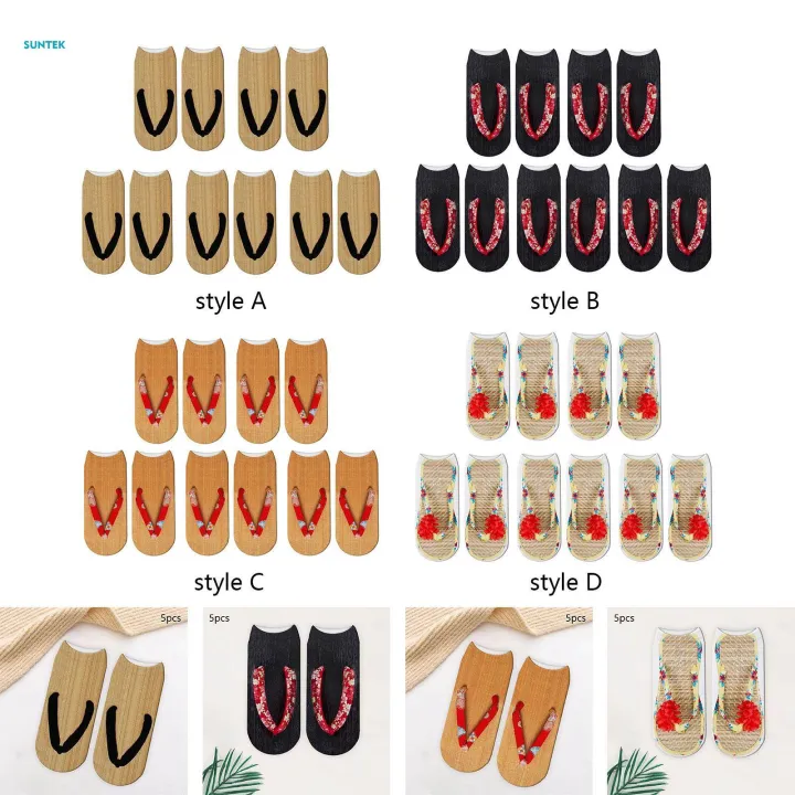 5%20Pairs%20Flip%20Flop%20Print%20Socks%20Casual%20Cartoon%20for%20Running%20Halloween%20A%20-%20Image%205