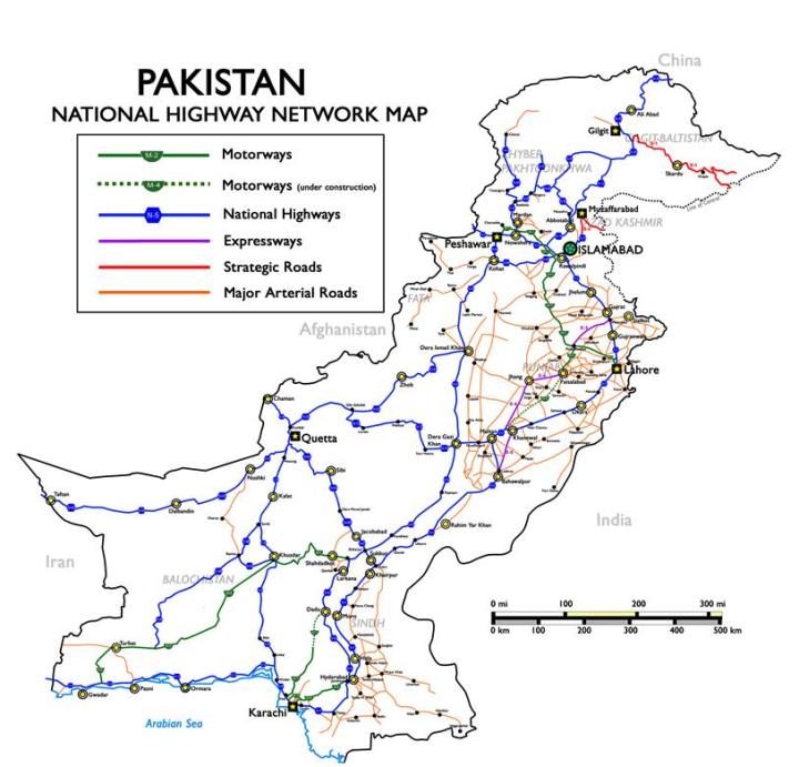 Pakistan National Highways NHA Map Poster Educational Chart School Office Decoration