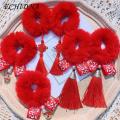 ECHIDNA Hair Scrunchies Fuzzy Chinese New Year Kids Hair Scrunchies. 