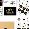 Graduation Greeting Cards 6pcs Glitter Golden Foil Graduation Cards Set with Envelopes High School Party Supplies Graduation Card Assortment. 