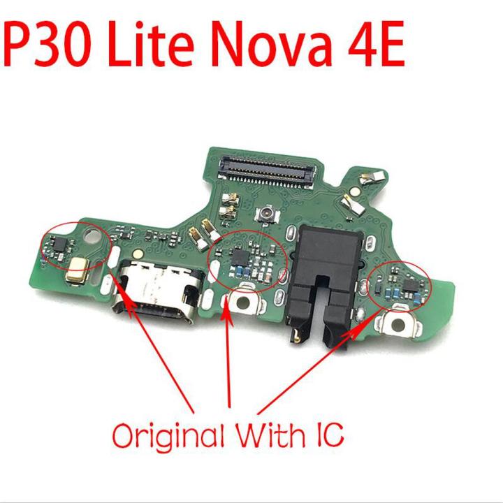 Original For Huawei P30 lite Nova 4e Dock Connector Micro USB Charger Charging Port Flex Cable Board With Microphone