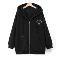 New Black Heart Printed Hoodie Zipper For Girls and Women. 