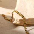 Stainless Steel Bracelet Green Dripping Olive Leaf Bracelet young energetic girl 18 K Metal Texture party anniversary gift. 