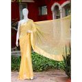 Siffon by Maria Mateen Unstitched Blonde Yellow Organza Silk Zari Weaving Saree for women/girl. 