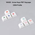 WASD Arrow 4 Keys OEM Cherry Profile Keycaps Mechanical Keyboard PSP Customized Gaming Dye-Subbed White Keycap For MX Swtich. 