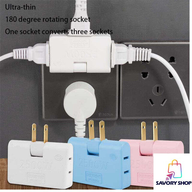 One-To-Three Converter Split Plug Rotating 180 degree Expansion Power Socket 1500W