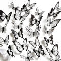 12/24 Pcs 3D Wall Stickers Black and White Butterfly Wall Stickers DIY Art Home Decor Wall Decals Fridge Stickers Wedding Decor. 