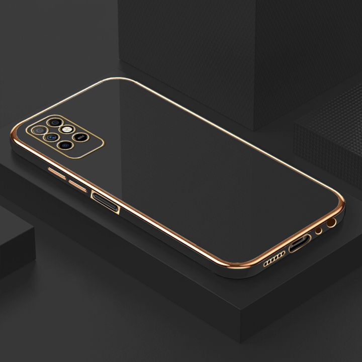 Hontinga for Infinix Note 8I Back Cover Luxury 6D Plating Frame Shiny Bling Case Soft Silicone Square Phone Cases