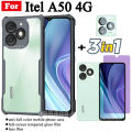 3 in 1 itel A50 4G Shockproof Phone Case for Itel A70 Anti-blue Ray Tempered Glass and Lens Film. 