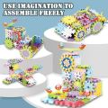 83 Pcs Electric Building Block Gear Toy Set DIY Plastic Brick Toys Colourful Building Block Large Particle Electric Gear Rotating Assembly Block Children Early Education Puzzle Fun Learning Blocks. 