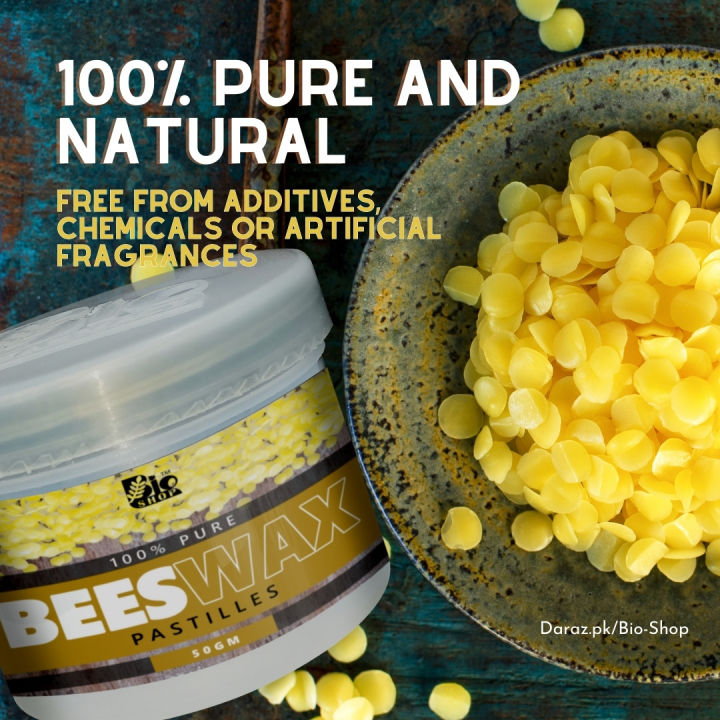 Pure Refined Cosmetic Grade Beeswax - 100% Natural Organic Beeswax for Candle Making, Lip Balms & Soap | Beeswax Pastilles, Premium Quality for Skincare & DIY Crafts (50g/100g Available)