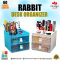 Kawaii Rabbit Desk Organizer with Multiple Slots – Perfect for Organizing Stationery, Remotes, and Supplies. 