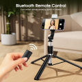 170cm 4 in 1 (1.7M) 5.5 Feet Wireless Selfie Stick Foldable Mini Tripod Stand R1S Large Tripod (WITH LED LIGHT) | R1 Large (Without Light) Selfie Light Mobile Holder With Fill Light Shutter Remote Control For IOS Android | For Tiktok Vlogging Photography. 