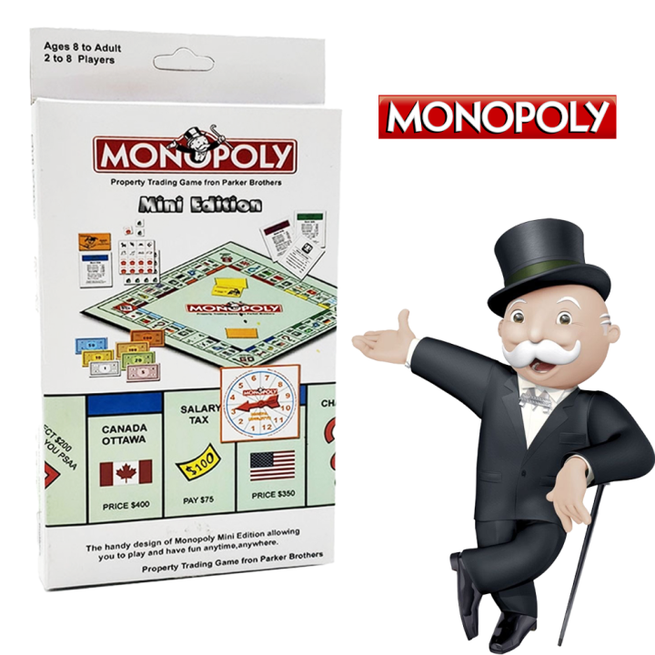 Portable Pocket Size Brand New Monopoly Board Game Mini Edition Classical Board Game Party Game with English Version.