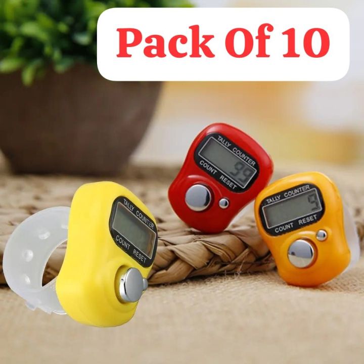 Digital Tasbeeh Pack of 10 Finger Counter Digital Tasbeeh  Tally Counters for Finger Ring - Random Colors ISLAMIC GIFT Digital Counter Finger Ring - Tally Counter - Digital Tasbih (Homeducts)