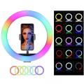 RGB LED Ring Light with Mobile Phone Holder 26cm (10 inch)– Adjustable Soft Light for Selfie, TikTok, YouTube, Makeup & Live Streaming. 