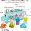 Huanger 3in1 Sorting Shape & musical Xylophone Toy Bus For Baby Toddler Baby Toy Musical School Bus Knocking Piano Car with Shape Puzzles Sensory Toys for Toddlers, Educational Learning Gift for Girls and Boys. 