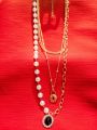 Elegant Multi Layered Chains Designer Chokar Necklace with Pendants. 
