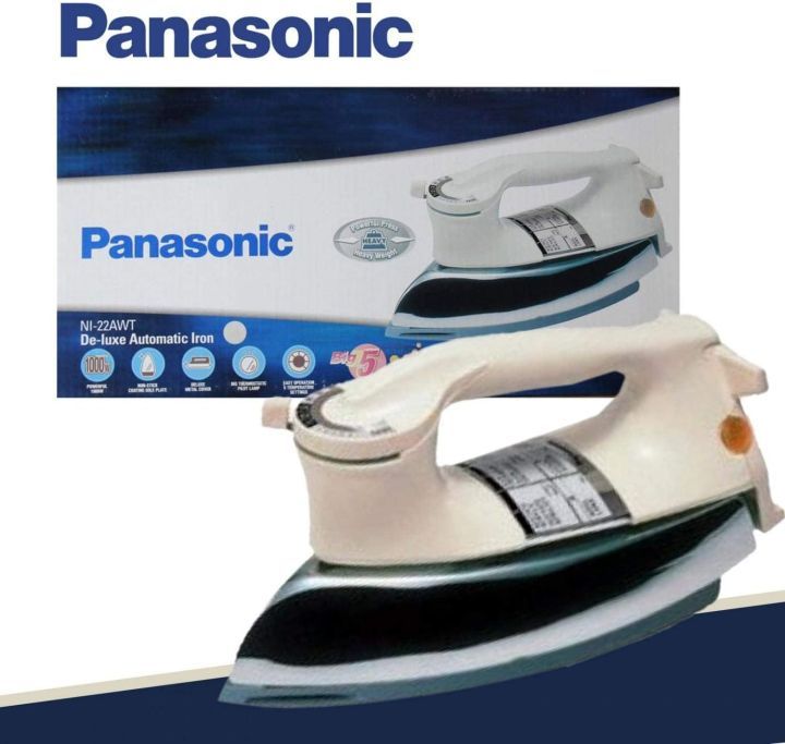Panasonic 1000W Non-Stick Soleplate Dry Iron NI22AWT De-Luxe Automatic 100% Original,White