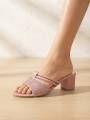 Fashionable Teal Blue Rhinestone Strap Block Heel Sandals – Fancy Party & Casual Mules for Women's. 