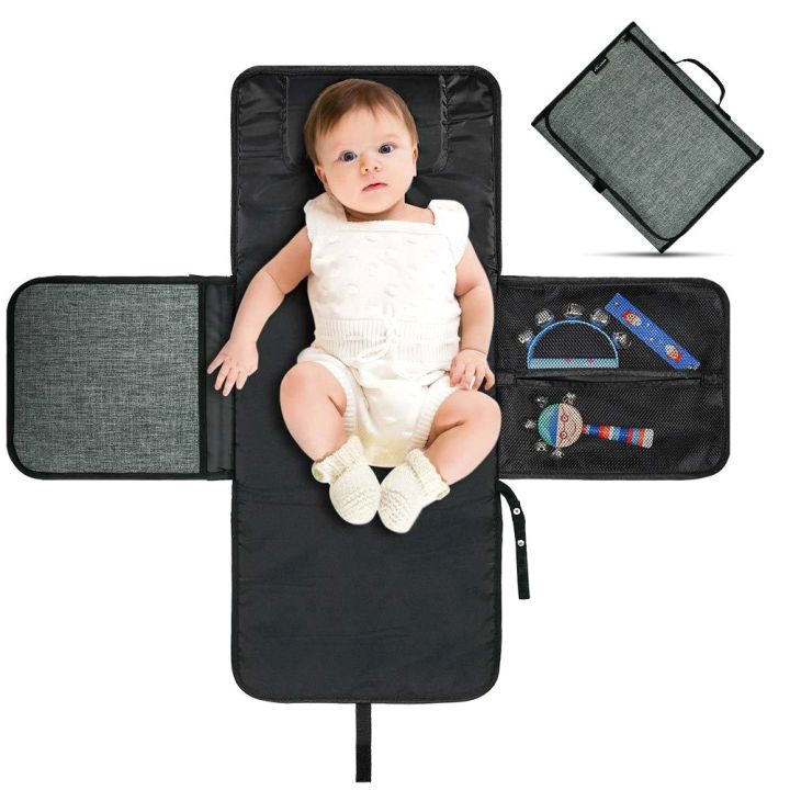 Baby Diaper Changing Mat 2 Pockets For Wipes And Diapers Waterproof Foldable Washable Sheet Portable Diaper Changing Pad baby organzier