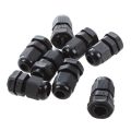 8 PCS PG7 Black Plastic Waterproof Cable Gland Connector 3-6.5mm. 