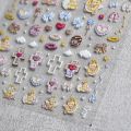 Cute Little Bear Angel Donuts Bowknot 5D Soft Embossed Reliefs Self Adhesive Nail Art Stickers Lovely Bunny 3D Manicure Decals. 