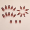 24Pcs Pink Long Fake Nails with Glue DIY Art Design False Nails Wearable Nails Stylish Pattern Artificial Nails. 