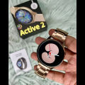 Trendhub Active 2 Smart Watch For Boys - Stylish Round Dial Touchscreen Smart Watch For Girls with Elegant Metal Chain Strap - Fashionable Smartwatch with a Unique Floral Display Design - Available in Gold, Black, and Silver Colors. 