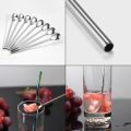 Reusable Stainless Steel Spoon Straw 2 in 1 Metal Spoon Drinking Straws Stirrer + Cleaning Brush Cocktail Spoons Set - Pack of 6. 