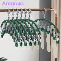 Clothes Hanger with 10 Pegs Space-saving Stainless Steel Sock Hanger with 10 Clips Waterproof Laundry Rack for Southeast Asian Buyers. 