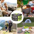 New Portable Cooking Set Outdoor Picnic Camping Cookware set Mess kit Folding Cooking set stainless steel Lightweight 10/11 Piece Durable Pot Pan Bowls Spark with Nylon Bag for camping Hiking Backpacking Outdoor Cook Equipment Set with Teapot SY-300. 