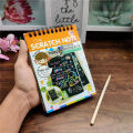 SP Dealz  Small Size Kid's Scratch Book 10-Pages Colorful Scratch Paper Note, DIY Art Book with Wooden Stylus Scratching Tool for Kids, Girls, Boys Birthday Gifts (10cm x 14cm). 